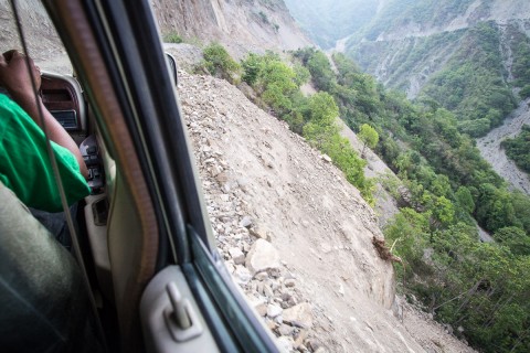 The road to Gimdi is winds along cliff edges.