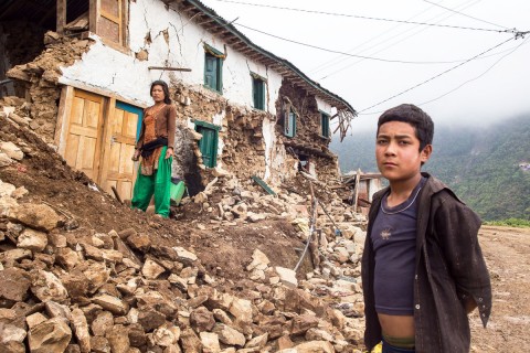 Main street in Bhattendada after the earthquake. 