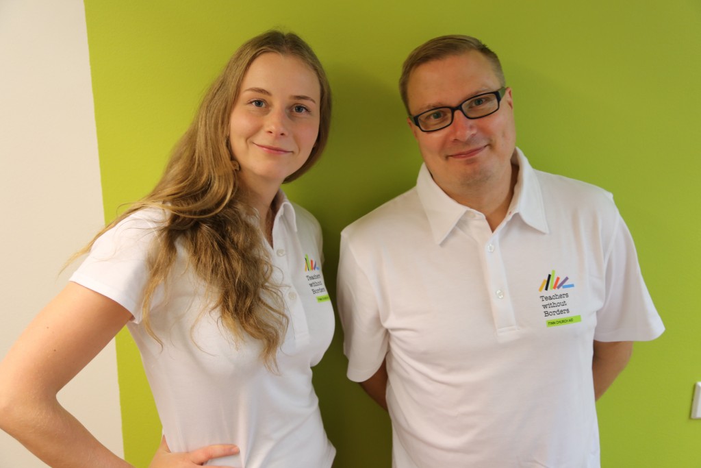 Teachers without Borders volunteers Katri Meriläinen and Jukka Tulivuori. Photo: Minna Törrönen