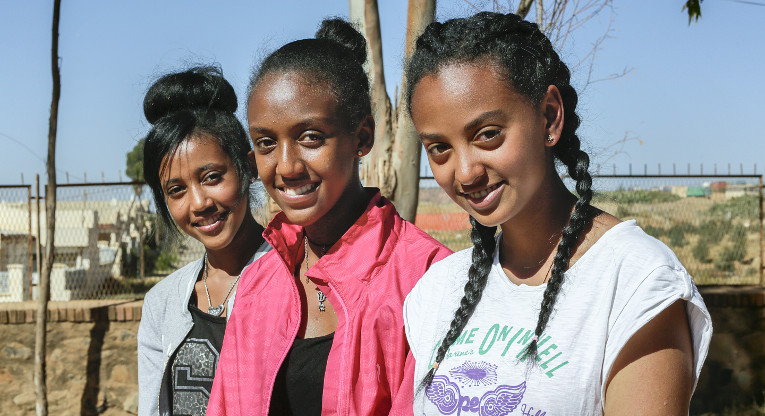 “When I graduate, I want to help those who are less fortunate, particularly the homeless”, says Ariam Yosief (left), here with Soliana Mebrahtu (centre) and Saroju Zeru.