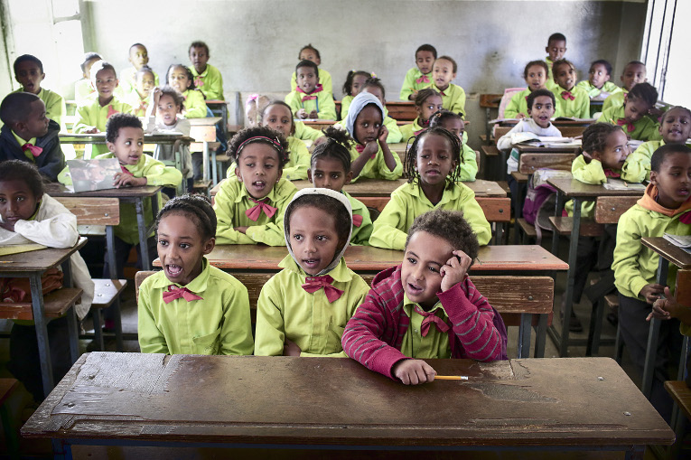 Pupils at class in Sewra Elementary School in Asmara.