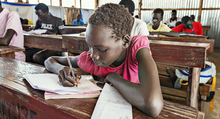 Achuri David Panjir studies in Mingkaman, South Sudan. A total of 132 000 children and youth gained from FCA’s education projects in 2016 and 4 693 teachers took part in trainings that were arranged in program countries.