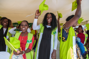 Graduates from FCA's vocational training celebrating in Katwe, Uganda