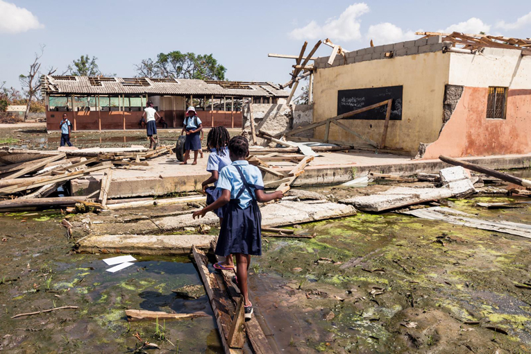 Hirmumyrsky Idai tuhosi kouluja Mosambikissa maaliskuussa 2019.
