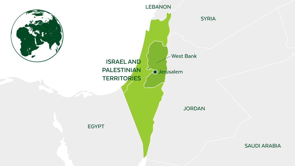 Map of palestinian territories in Israel.