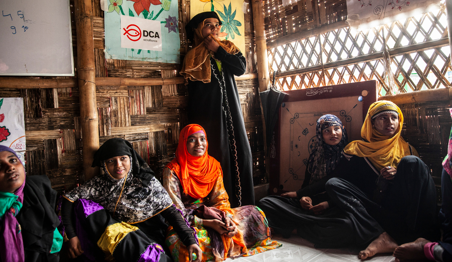 Girls and women in safe spaces in Cox's Bazar Bangldesh.