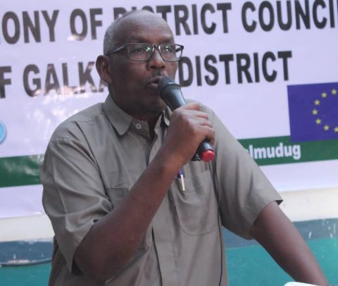 Galmudug State Minister of Interior and local government H.E Abdi Mohamed Wayel speaking.