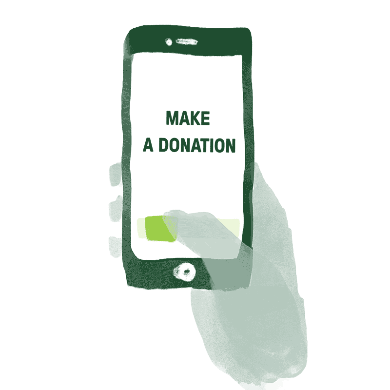 Someone makes a donation by smartphone.