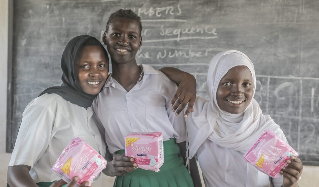 Girls with sanitary bads, photo Loduye Ghaisen, FCA