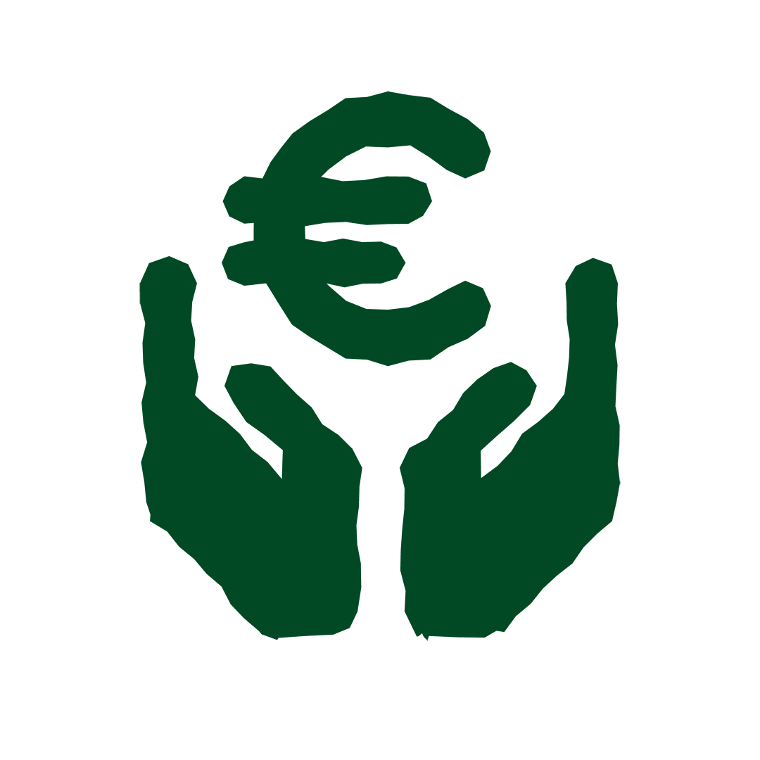 An illustration of a pair of hands with a euro currency sign in the middle