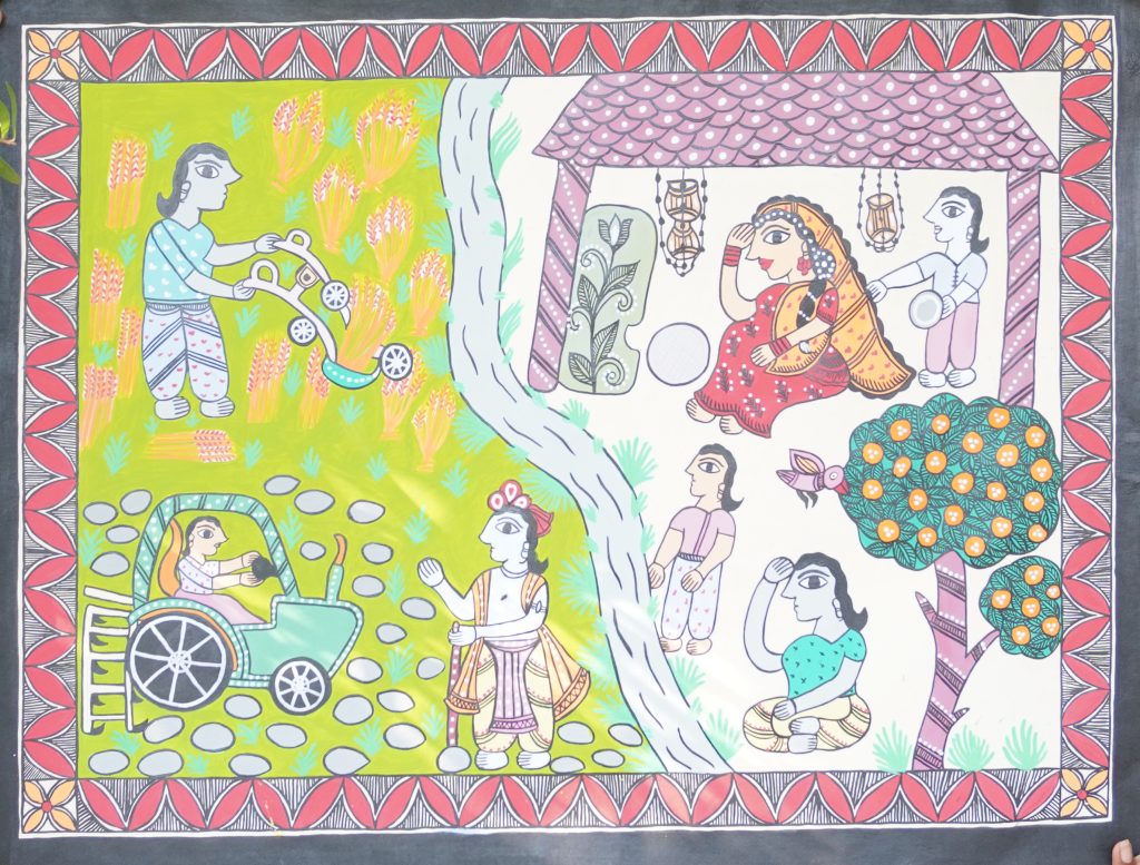 A piece of traditional Mithila art.
