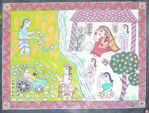 A piece of traditional Mithila art.